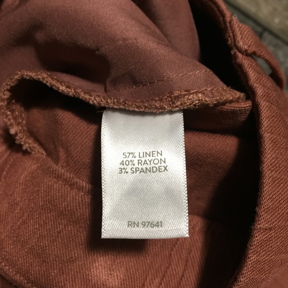 J Jill Linen Stretch Pants Cropped Women’s 2P (Inseam 21) Brown Red Casual - Picture 9 of 10